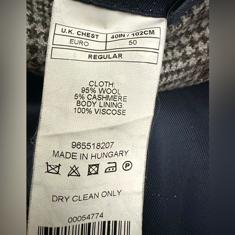 Like New Zegna Windowpane Plaid Cashmere & Wool Sport jacket Blue Gray Sz 50 R - Picture 16 of 17